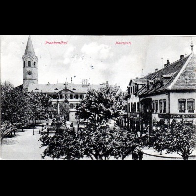 Frankenthal, Marktplatz m. Gebäuden, 1911 gebr. sw-AK