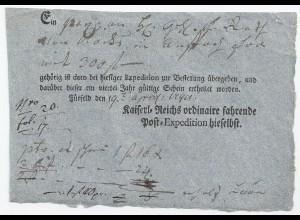 Württemberg 1794, Fürfeld, vorgedruckter Postschein d. Kaiserl. Reichspost #2094