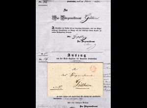 Bayern 1842, roter Fingerhut Stpl. FRANKENTHAL Brief m. interessantem Inhalt