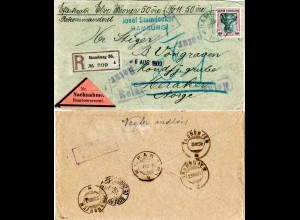 DR 1909, EF 40 Pf. auf Einschreiben Nachnahme Brief v. Hamburg n. Norwegen