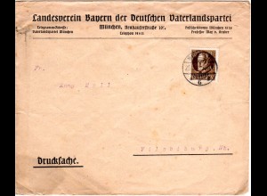 Bayern 1918, 3 Pf. auf Vordruck Brief d. Dt. Vaterlandspartei v. München