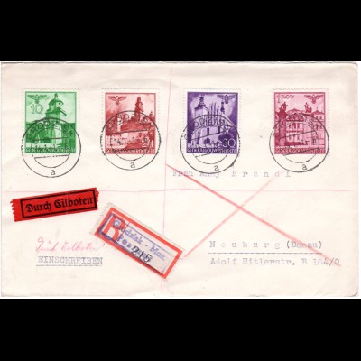 Generalgouvernement 1941, 4 Marken auf Reko Express Brief v. GRODZISK