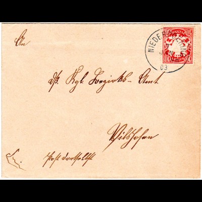 Bayern 1903, K1 NIEDERPOERING auf kl. Brief m. 10 Pf. n. Vilshofen