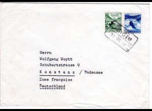Schweiz 1948, Bodio (Ticino), bahnamtl. R2 auf Brief m. 10+30 C.