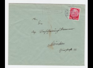 DR 1939, Burgellern über Bamberg, Landpost St.II Stpl. auf Brief m. 12 Pf. 