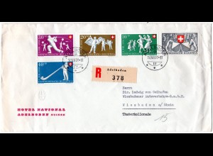 Schweiz 1951, Pro Juventute kpl. auf Einschreiben Brief v. Adelboden