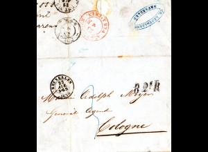Belgien 1858, Brief v. Bruxelles n. Preussen m. Transit-L1 B.2eR