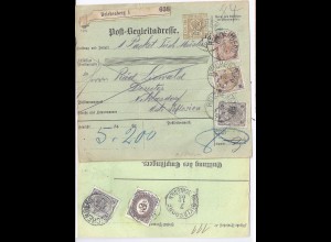 Österreich 1903, Brief Stpl. Reichenberg, Begleitadr. m. Porto Schlesien. #397