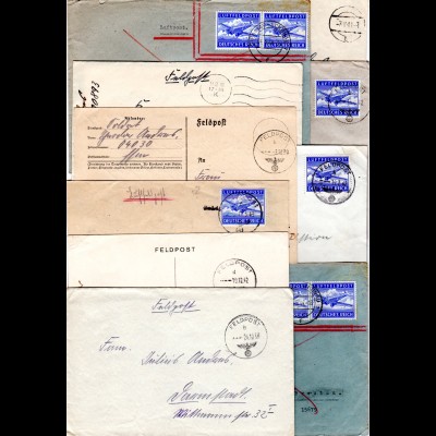 FP WK II 1939/44, 10 Briefe u. Karten, u.a. Finnland u. Luftpost