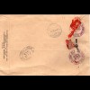 USA 1946, Paar 10+3er-Streifen 30 C. Air Mail auf Reko Brief i.d. Schweiz