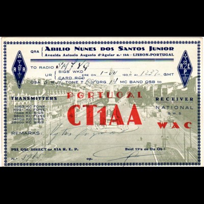 Portugal, Lissabon, 1932 gebr. Radio-Funk Karte 