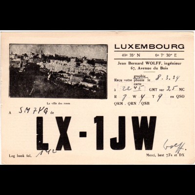 Luxembourg, La ville des roses, 1934 gebr. Radio-Funk Karte 