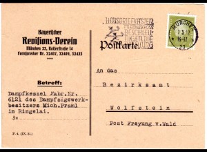 DR 1932, Karte d. Bayr. Revisions Vereins v. München n. Wolfstein Post Freyung