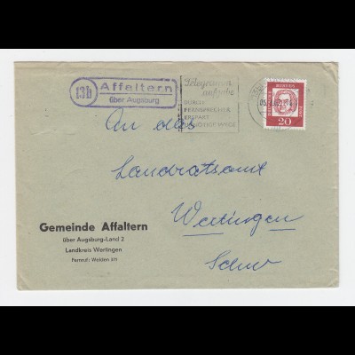 BRD 1962, 13b Affaltern über Augsburg, Brief m. Landpost St.II Stpl. #2781