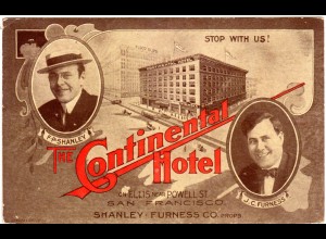 USA, San Francisco Continental Hotel, 1915 gebr. Farb-AK