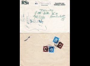 Österreich 1949, je 2x20 Gr. u. 1,15 Sh. rücks. auf Gerichts Brief v. Wien 