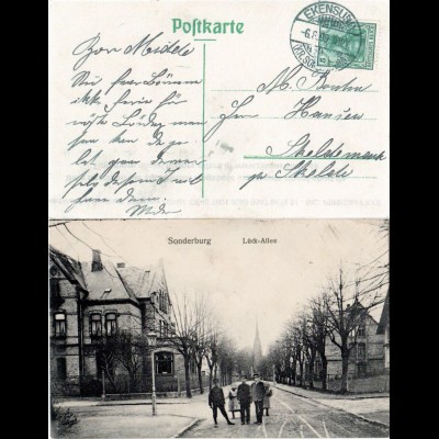 Sonderburg, Lück-Allee m. Personen, 1909 v. Ekensund gebr. sw-AK