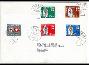Schweiz, Pro Patria 1957 auf FDC v. Bern n.Kanada