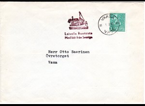 Finnland 1955, Brief m. Vaasa Schiffspost Anlandungsstpl. Laivalla Ruotsista