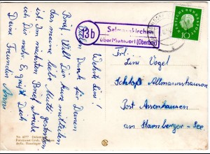 BRD 1960, Landpost Stpl. SALMASSKIRCHEN über MÜHLDORF auf Karte m. 10 Pf.