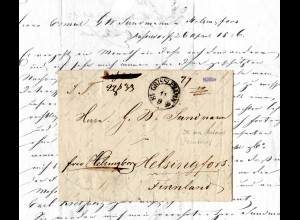 Preussen 1836, forwarder Brief aus Düsseldorf via Dänemark u. Aaland n. Finnland