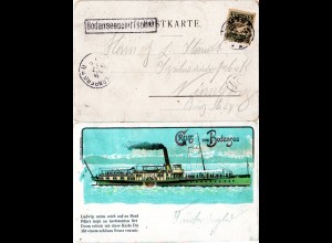 Bayern 1900, 5 Pf. auf Bodenseeschiffspost AK m. DR-Stpl. KONSTANZ