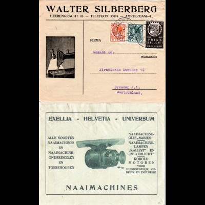 NL 1933, 3 Marken auf illustriertem Firmen Reklame Brief v. Amsterdam