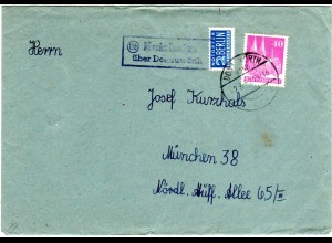 BRD 1952, Landpost Stpl. 13b Huisheim über Donauwörth auf Brief m. 40 Pf. Bauten