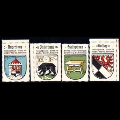 Wappen Angerburg, Insterburg, Stallupönen, Goldap, 4 Ostpreussen Sammelmarken