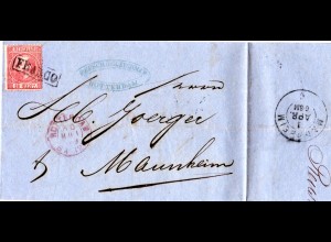 NL 1869, 10 C. m. R1 FRANCO auf Brief v. Rotterdam n. Mannheim Königreich Baden.