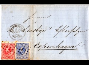 NL 1874, 5+10 C. auf Brief v. Amsterdam n. Dänemark.