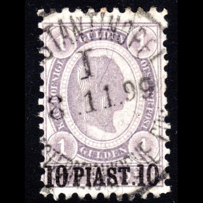 Österreich Post Levante, sehr schmale 10 Pia./1 G. m. Stpl. Constantinolpel
