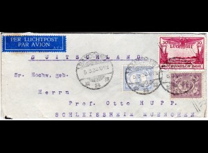 NL Indien 1932, 3 Marken auf kl. Luftpost Brief n. Schleissheim b. München