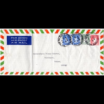 Irland 1946, 4 Marken auf Luftpost Brief nach Norwegen.