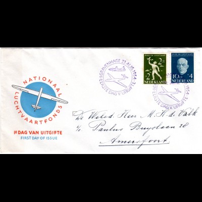 NL 1954, Jugend u. Luftfahrt kpl. auf FDC