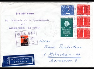 NL 1965, Teinbrieven Amsterdam-Schiphol m. 25 C. Bahn- u. 5 Freimarken ab Venlo