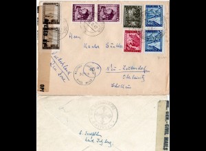 Österreich 1947, 8 Marken auf Zensur Brief v. Hintertal b. Saalfelden