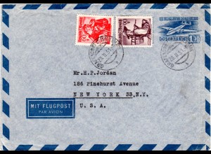 Österreich 1951, 60+90 G. auf 1,70 S. Luftpost GaU v. Reitenau Post Grafendorf