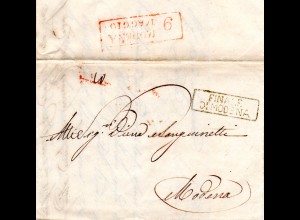 Italien 1845, R2 FINALE DI MODENA auf Brief v. Cento (Emilia-Romagna)