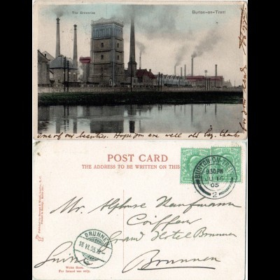 GB, Burton-on-Trent, The Breweries, 1905 gebr. Brauerei Farb-AK