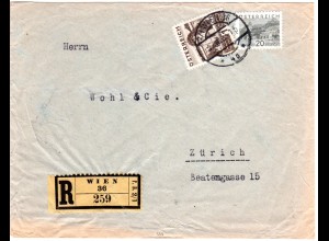 Österreich 1933, 1 S.+20 G.auf reko Brief v. Wien i.d. Schweiz