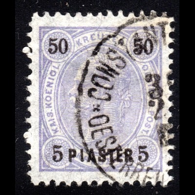 Österreichische Post Levante, sauber gest. 5 Piaster/50 Kreuzer