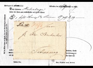 Bayern 1829, vorgedruckter Fuhrmannsbrief v. München n. Tittmoning