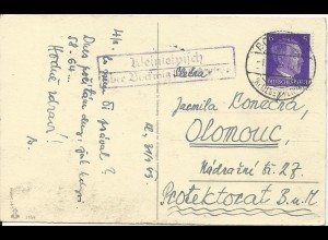 DR 1943, Landpost Stpl. Kleinleipisch ü. Bockwitz auf Karte m. 6 Pf #888