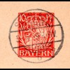 Bayern 1919, Stegstpl. SESSLACH *b* auf Ganzsache. Nicht bei Helbig gelistet!