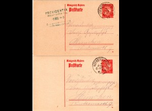 Bayern 1919, zwei 10 Pf. Ganzsachen, je m. K1 MÜNSTERHAUSEN
