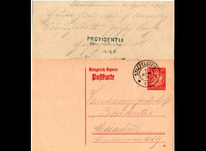Bayern 1919, 10 Pf. Ganzsache v. Schönbrunn m. K2 STAFFELSTEIN