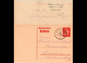 Bayern 1919, 10 Pf. Ganzsache v. Thalersdorf m. K1 ARNBRUCK