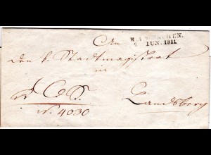 Bayern 1811, L2 R.4 MÜNCHEN auf Dienst Brief n. Landsberg
