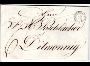 Bayern 1844, Fingerhut Stpl. SCHROBENHAUSEN auf Porto Brief n. Tittmoning